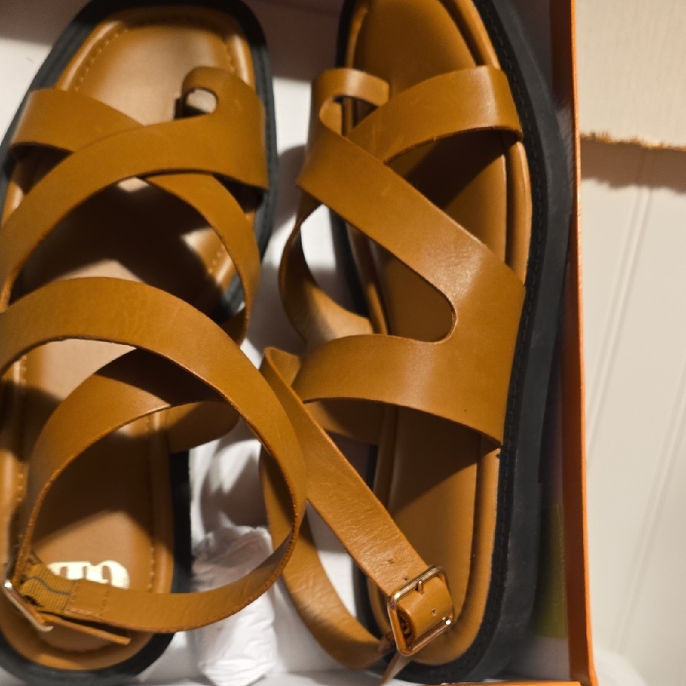 GB Brown Strappy Leather Sandals